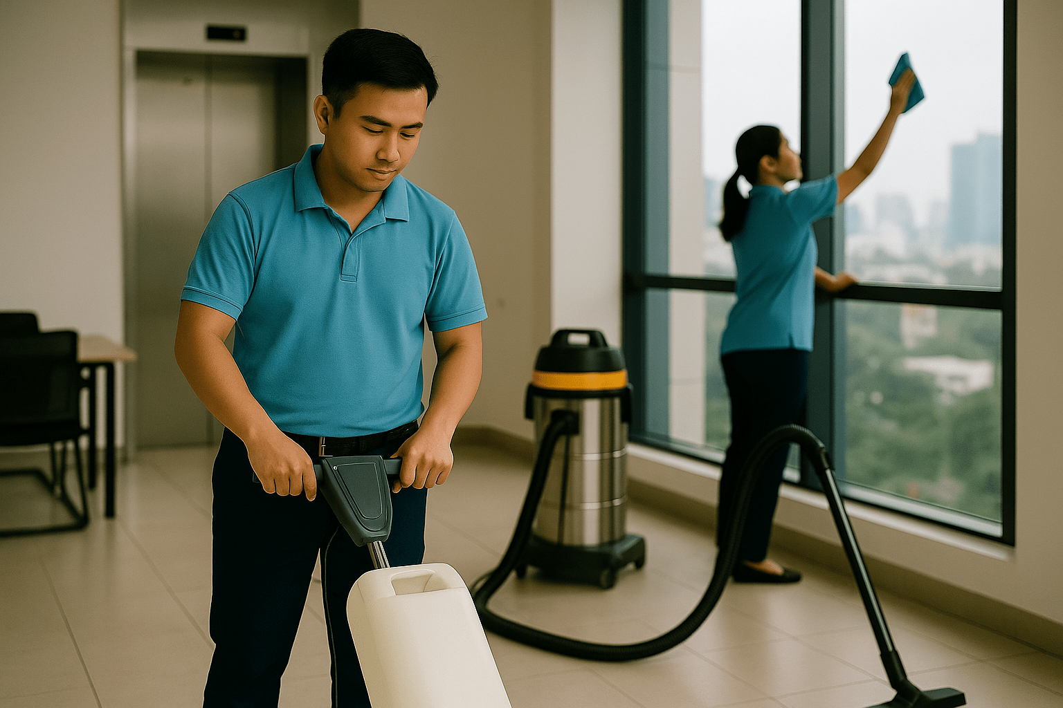 Vệ sinh công nghiệp Hà Nội làm sạch kính và sàn