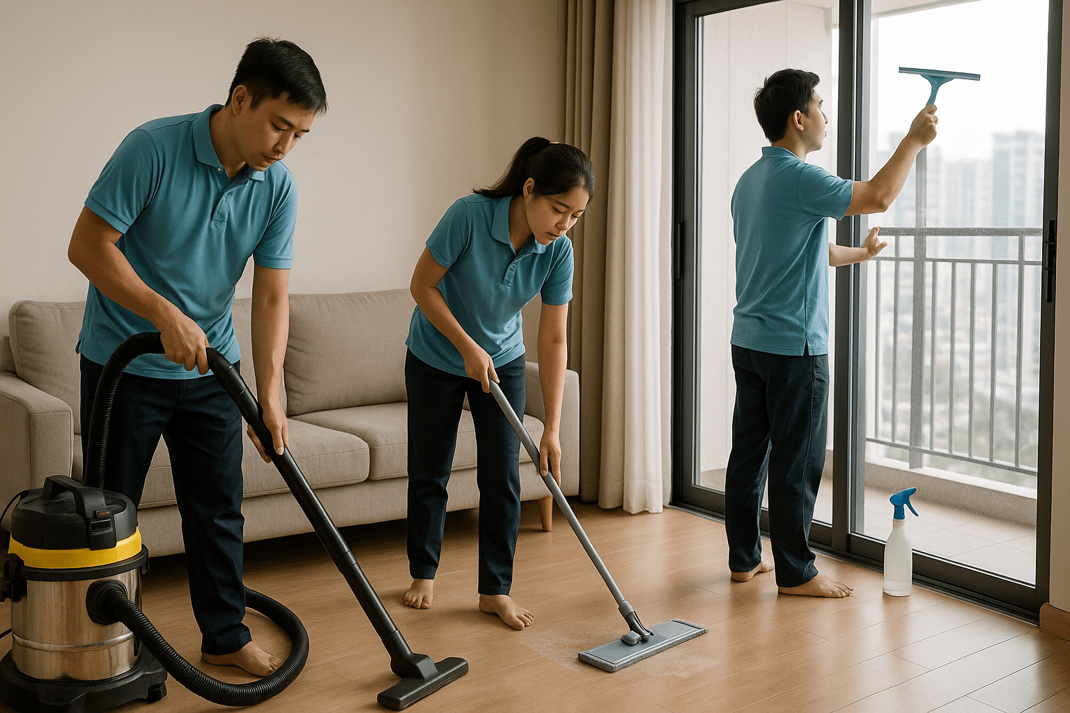 Vệ sinh công nghiệp Hà Nội làm sạch sàn và kính